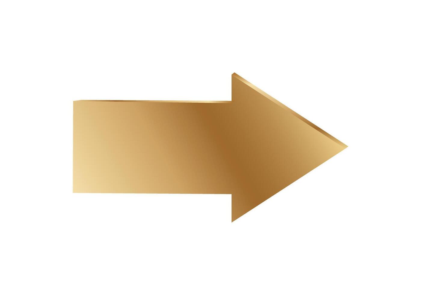 Golden arrow pointing right with glossy finish vector