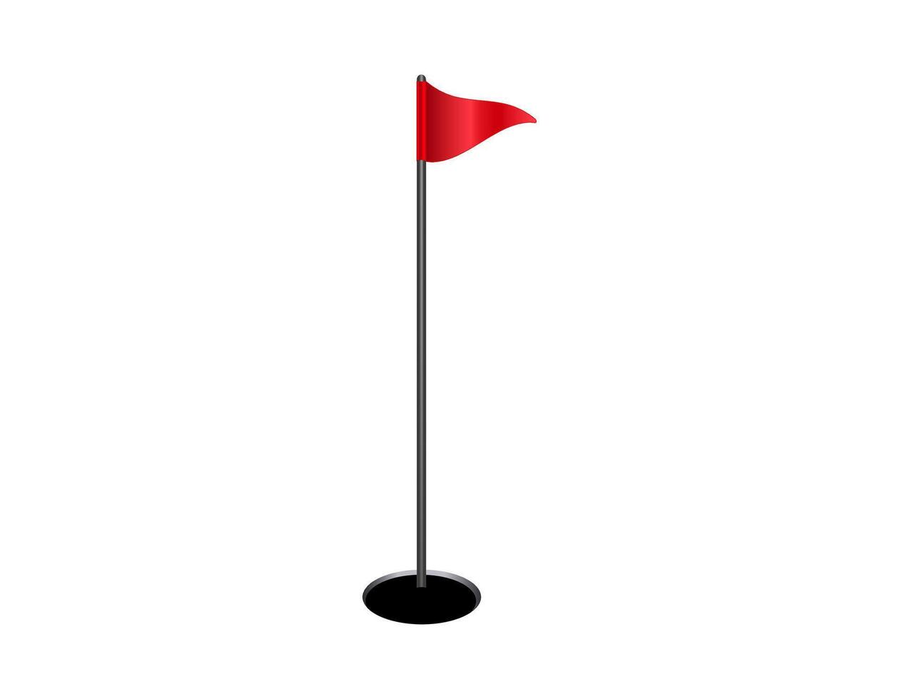 Red flag on golf hole - simple graphic vector
