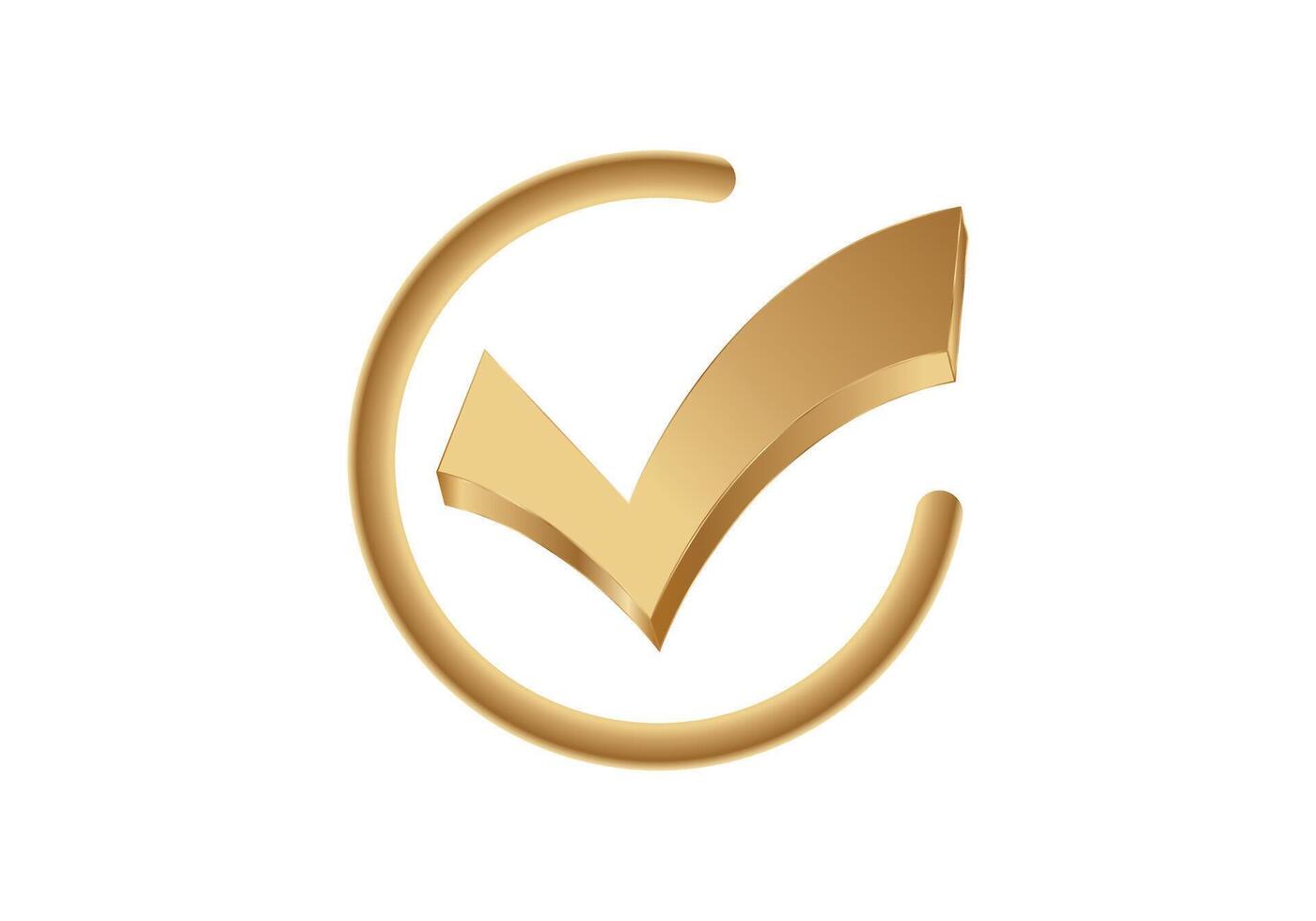 Golden checkbox icon with check mark for success and completion vector