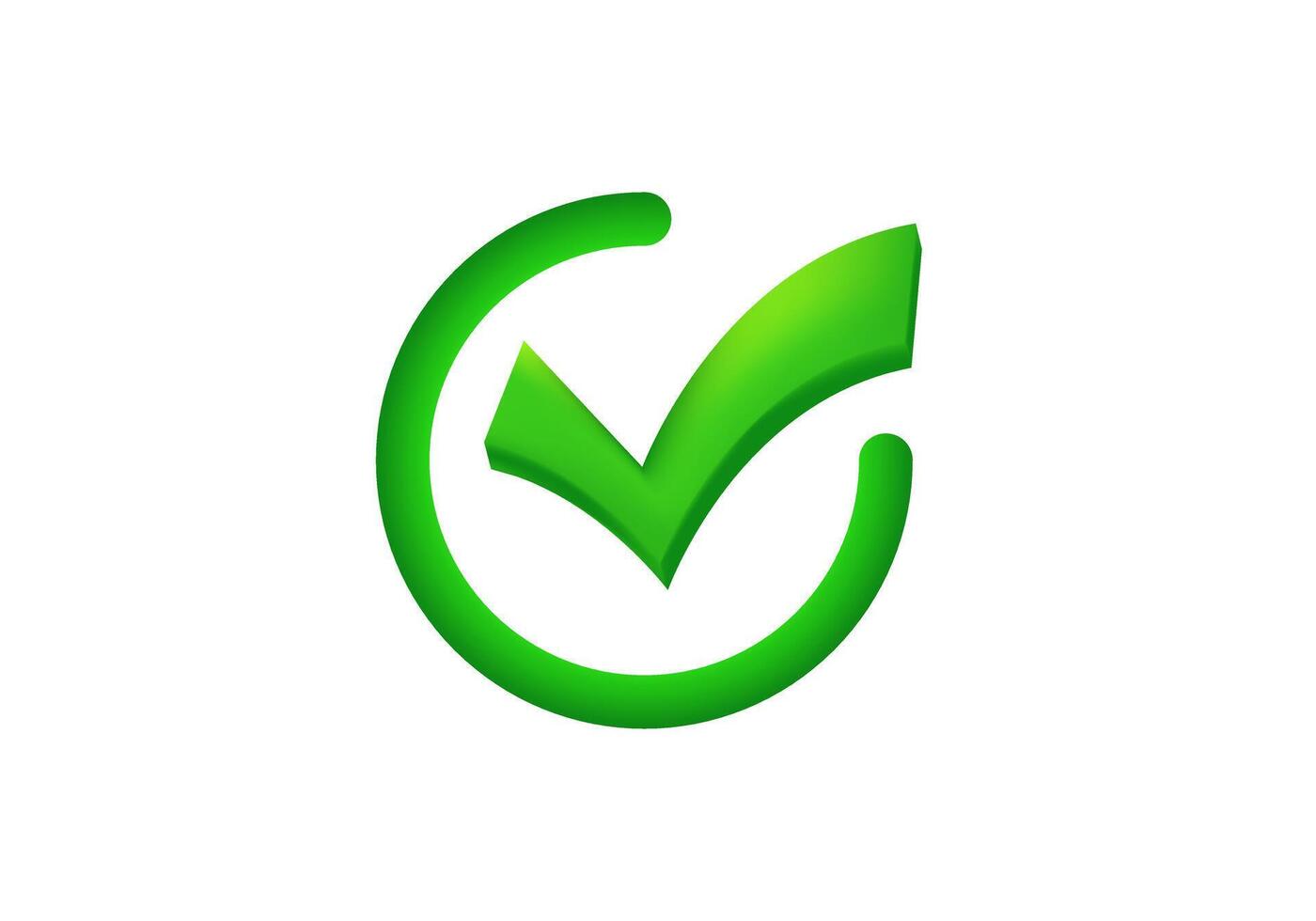Green checkmark inside circle icon for approval and confirmation vector