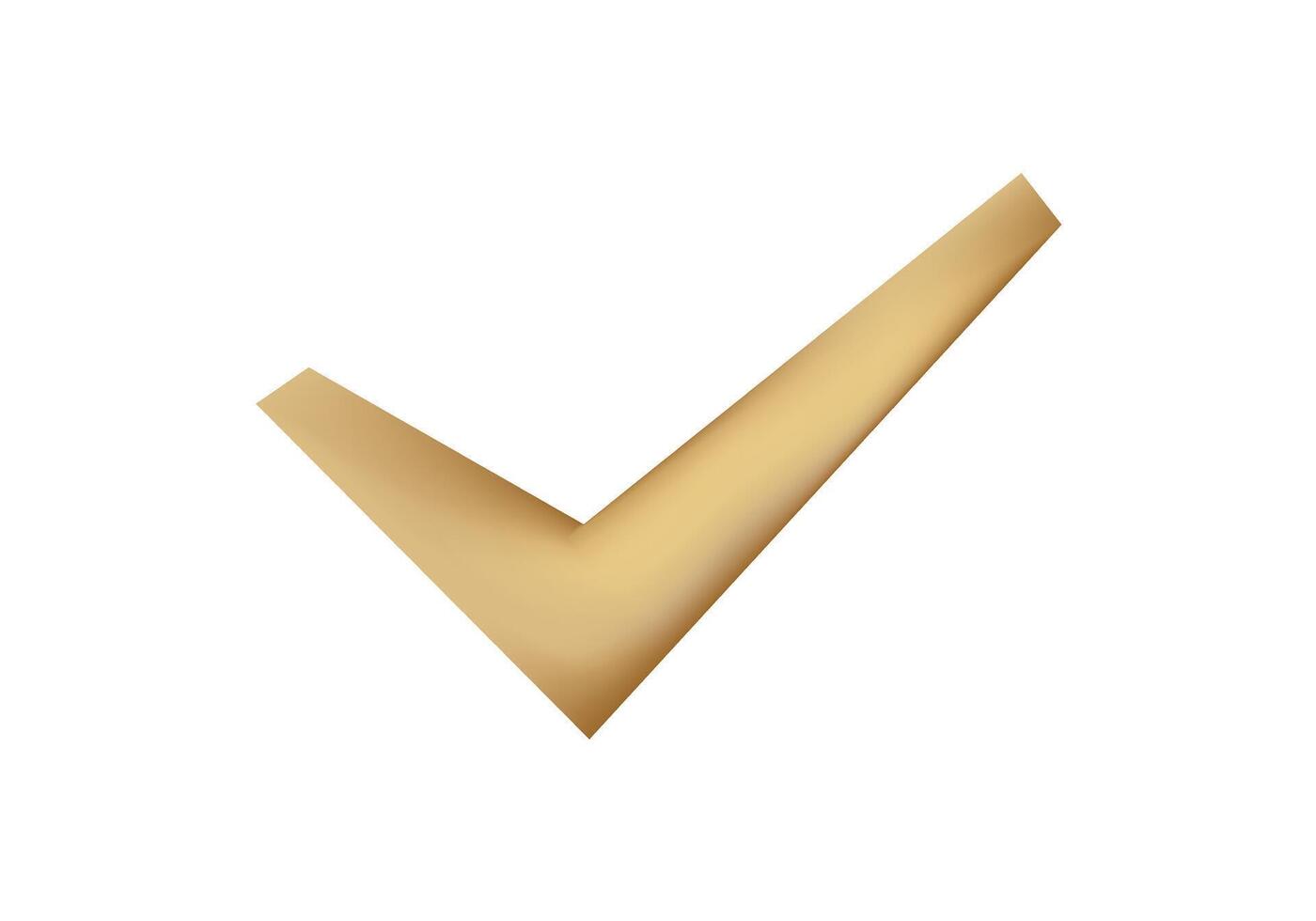 Golden checkbox tick symbol for success and approval vector