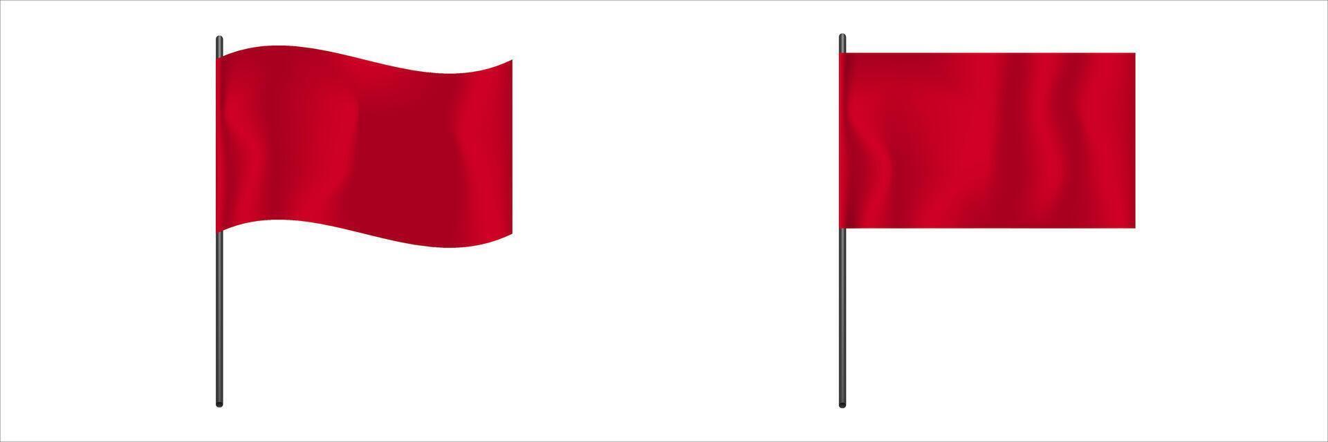 Two red flags on poles waving and stationary vector