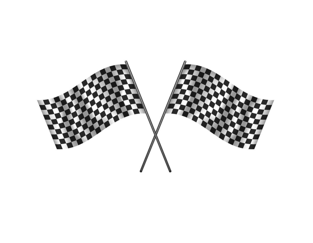 Checkered racing flags crossed in victory symbol vector