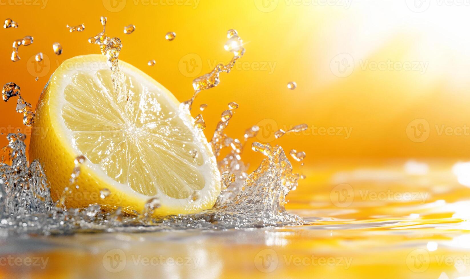 Fresh Lemon Slices Splashing photo