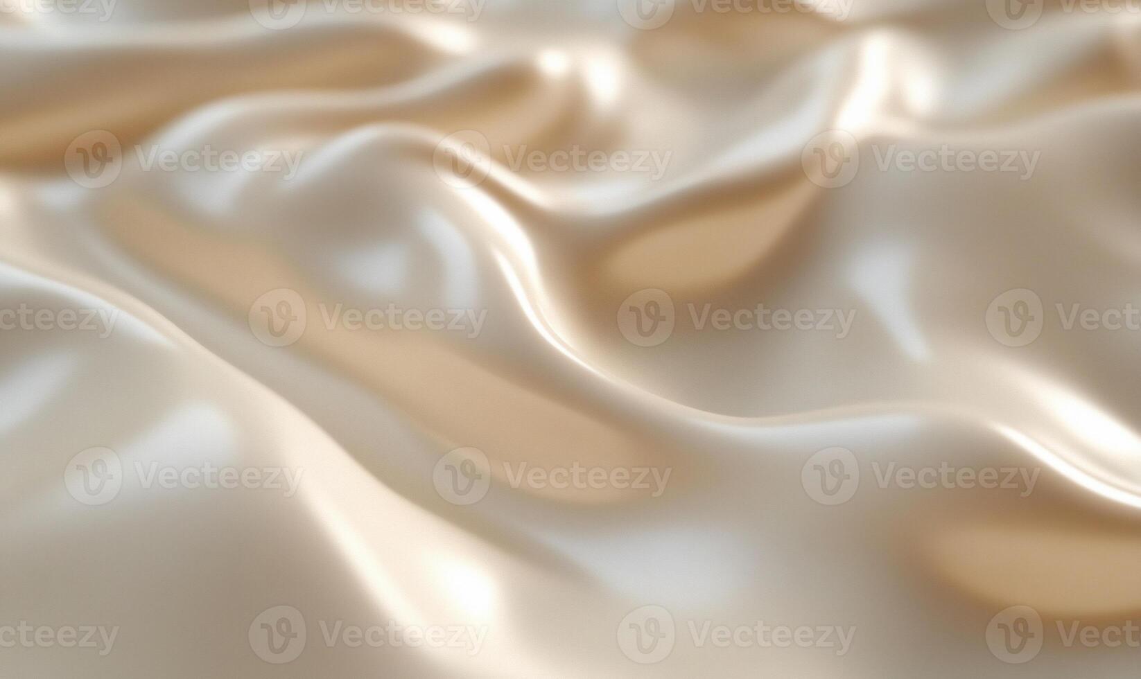 Creamy beige satin fabric with soft waves and folds. photo