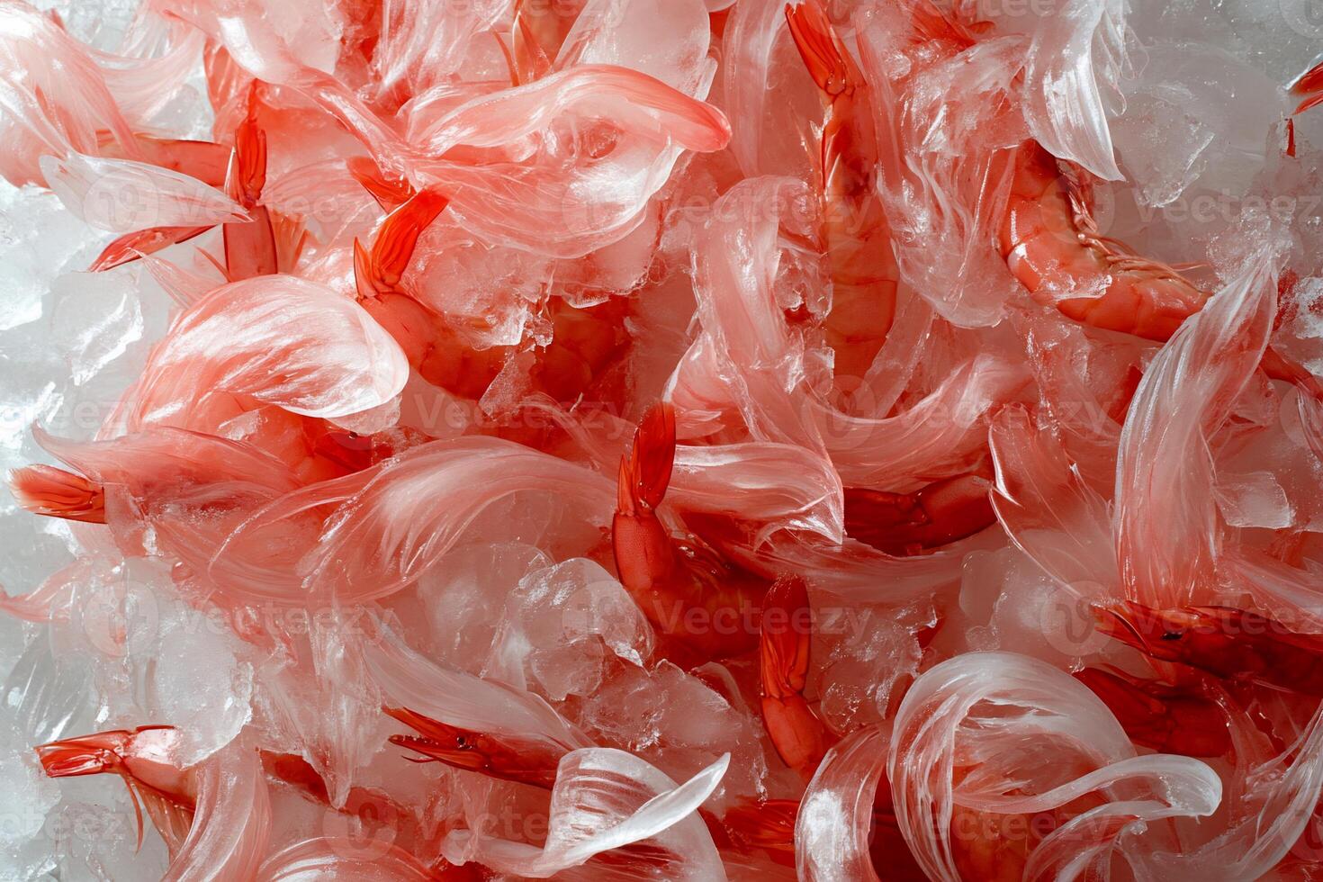 A bunch of shrimp in a pile of ice photo