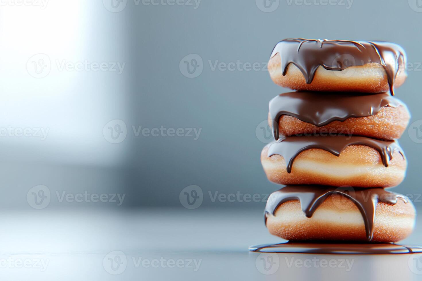 Stack of dripping chocolate donuts photo