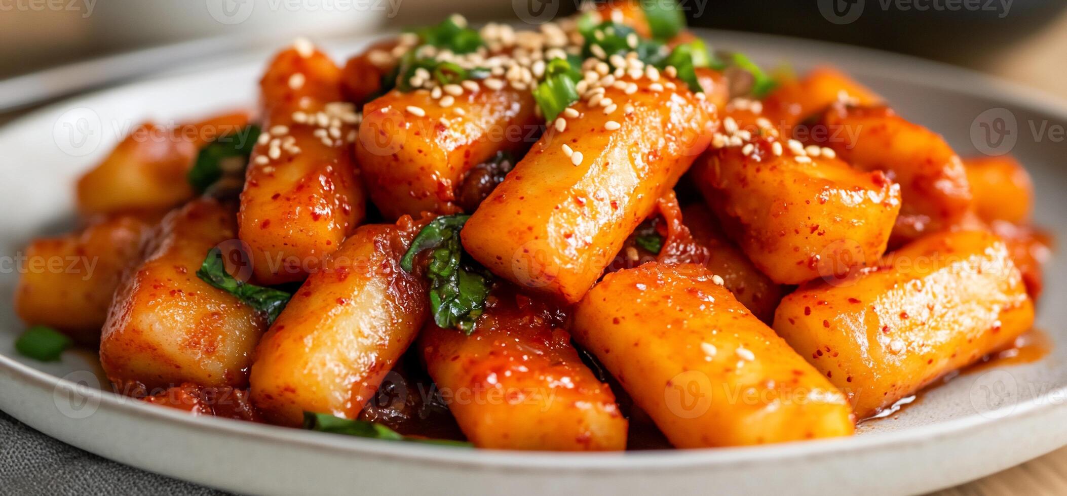 A plate of korean food with sesame seeds photo