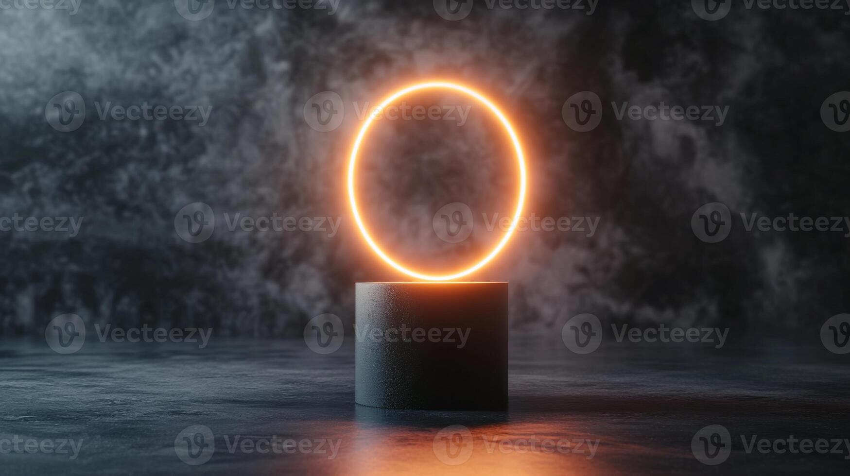 Empty Stage with Neon Circle photo