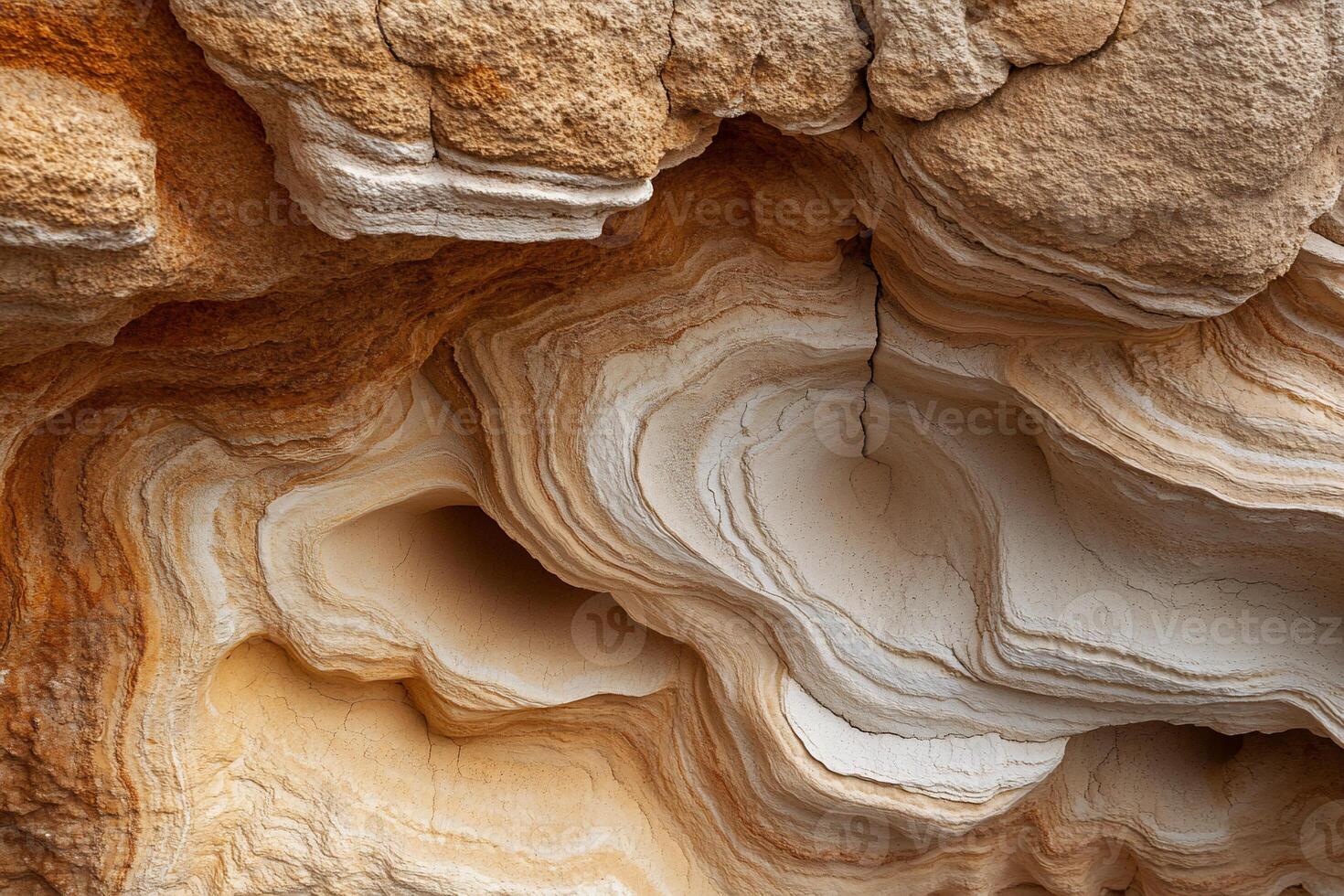 Layered sandstone rock formations photo