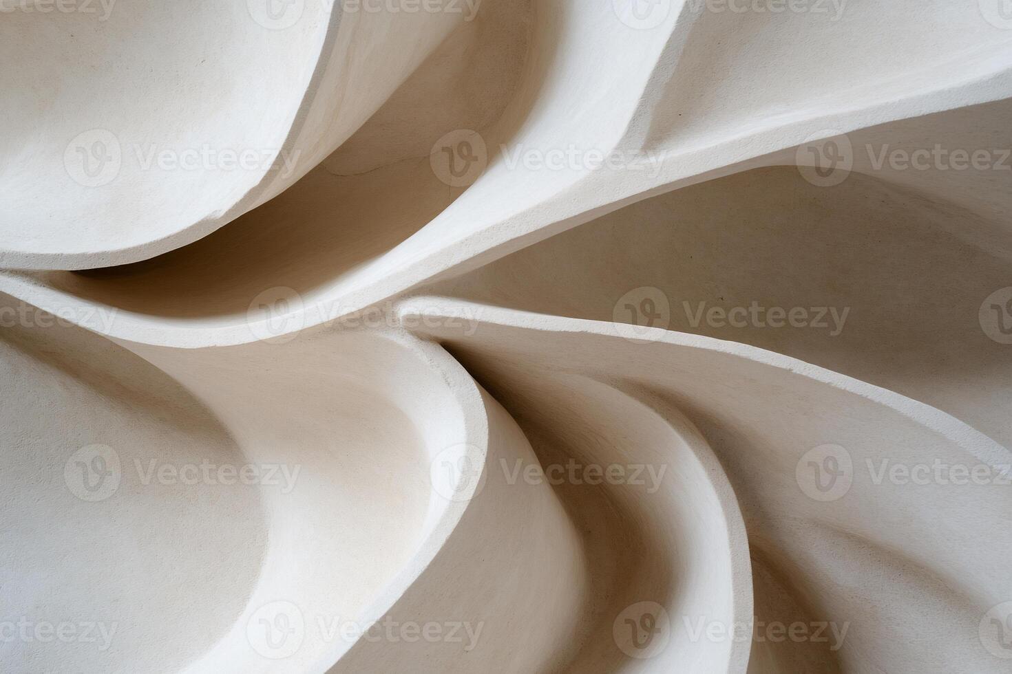 Abstract, swirling, sculpted form, cream-colored, textured photo