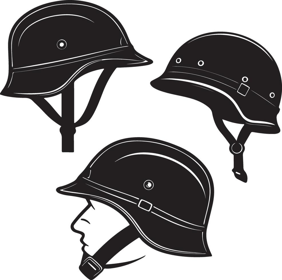 Helmet Set Silhouette illustration vector