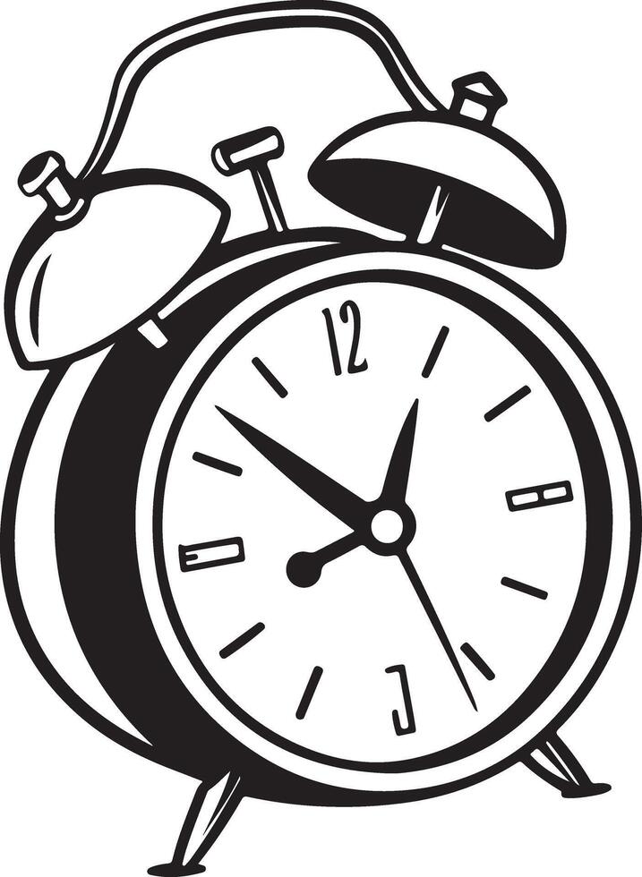Simple Minimalist Black Silhouette Of An Alarm vector