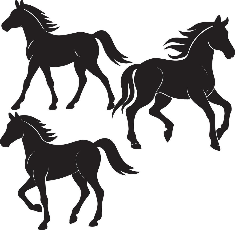 Set Of Horse Art Silhouette vector