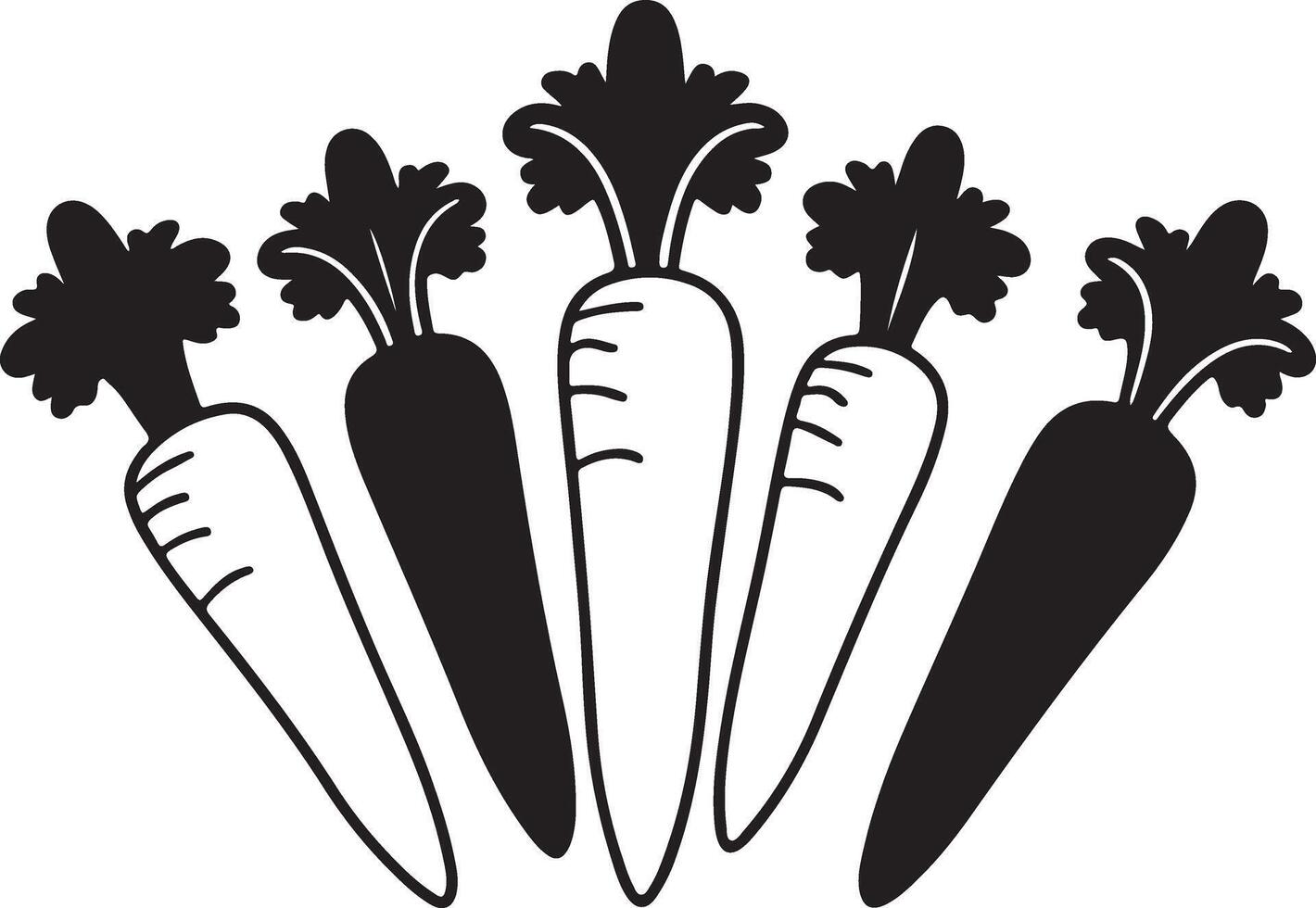 Carrot Silhouette Icon Set Art illustration vector