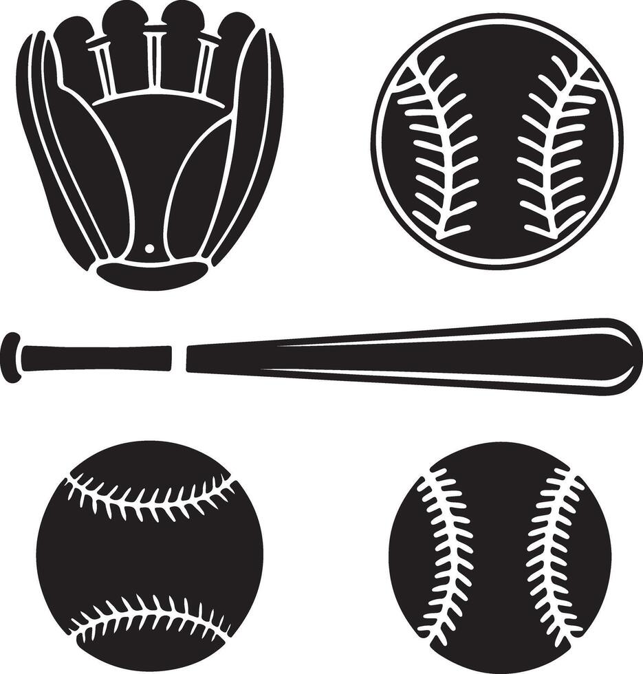 Baseball Silhouette Icon Set vector