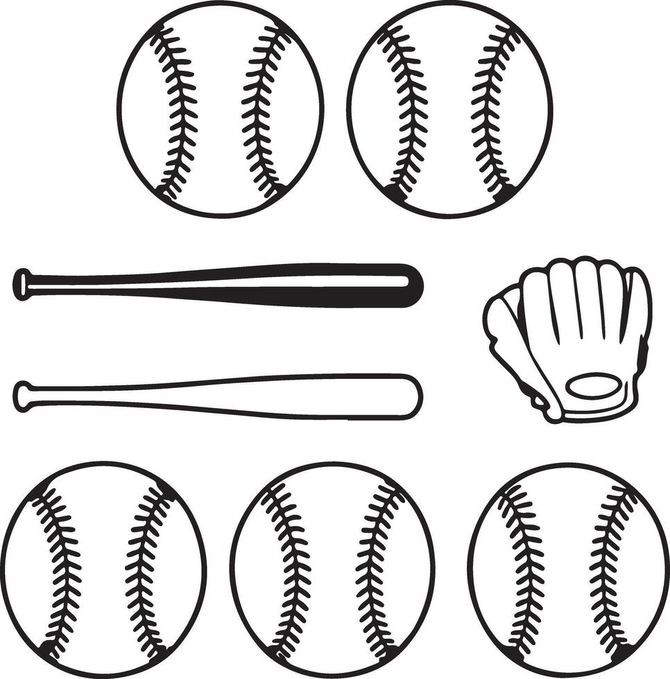 Baseball Silhouette Set vector