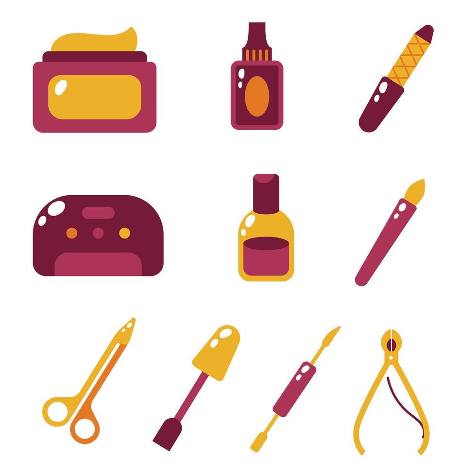 Nail Salon Equipment Icons vector