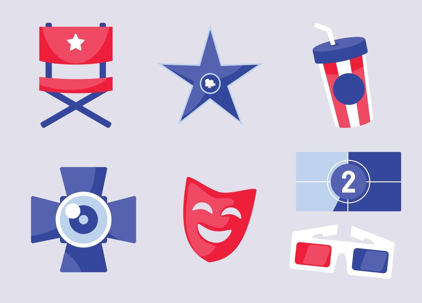 Cinema Themed Icons Set in Flat Design Style vector