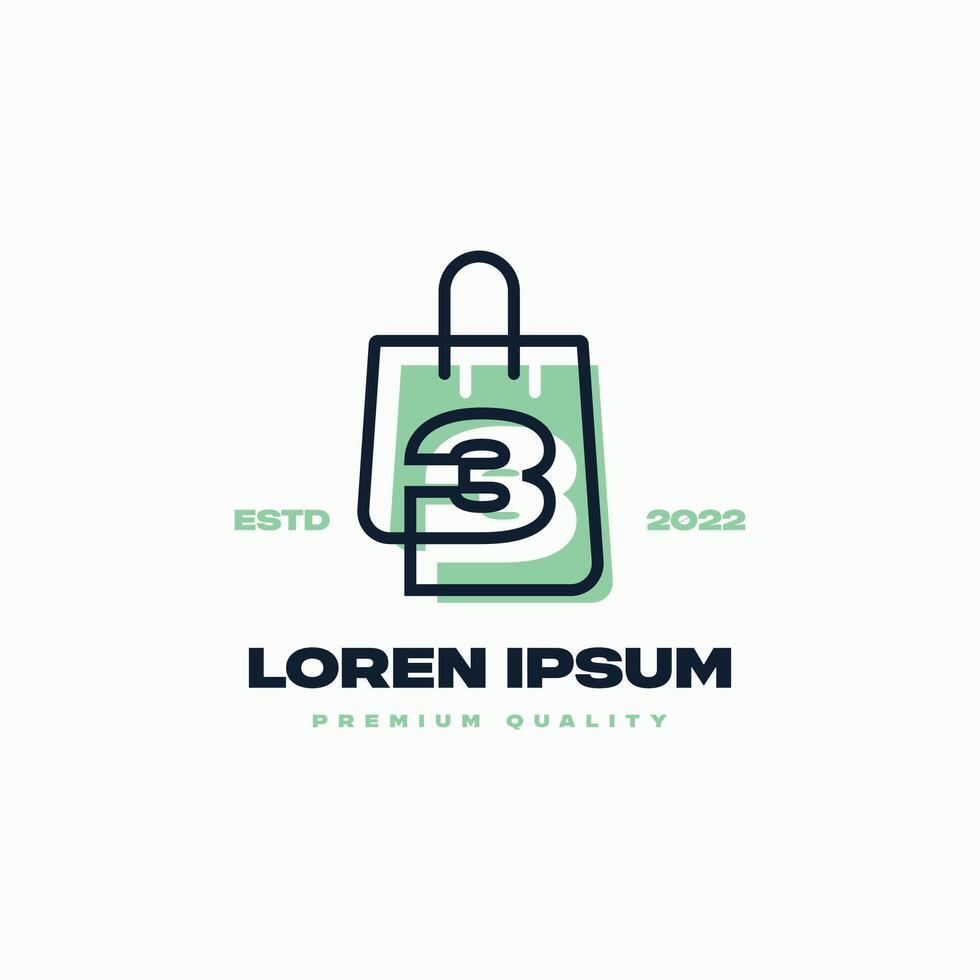 Numeric 3 Shop Logo vector