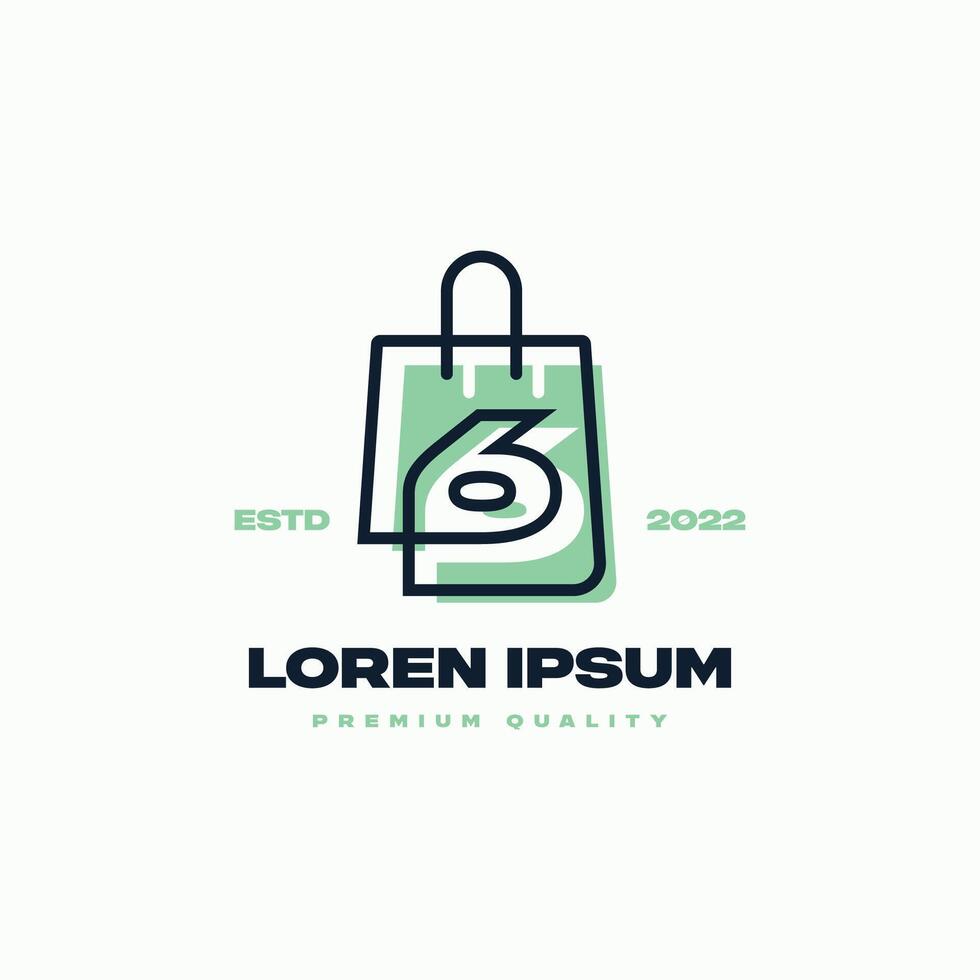 Numeric 6 Shop Logo vector