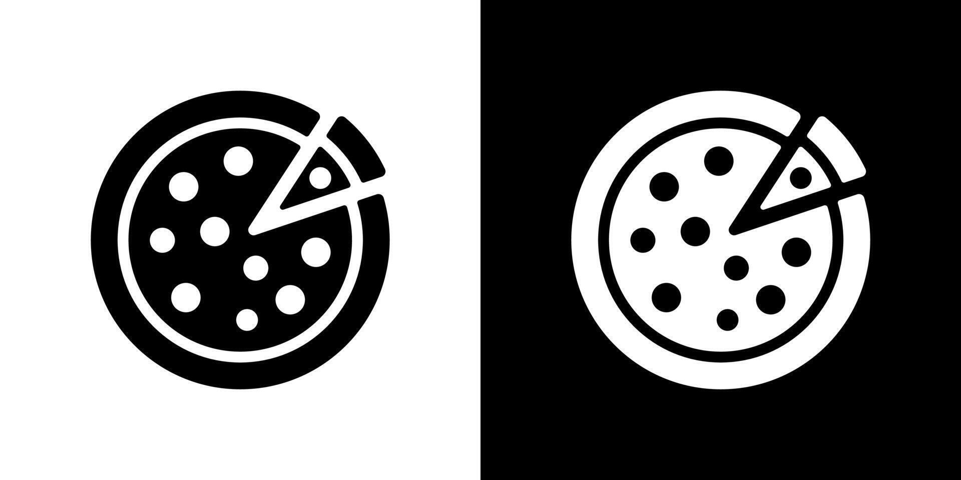 Minimalist Icon Illustrations of Pizza Slices in Black and White Styles vector