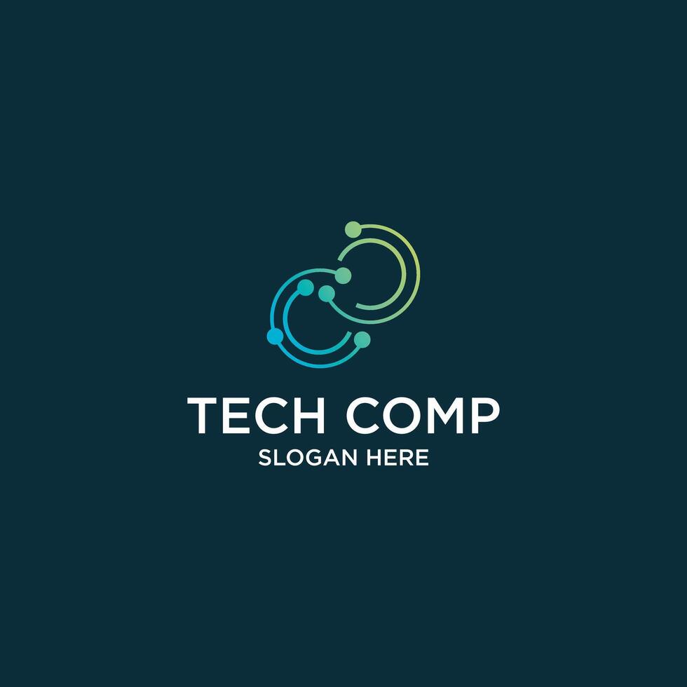 Creative technology computer logo design with modern style vector