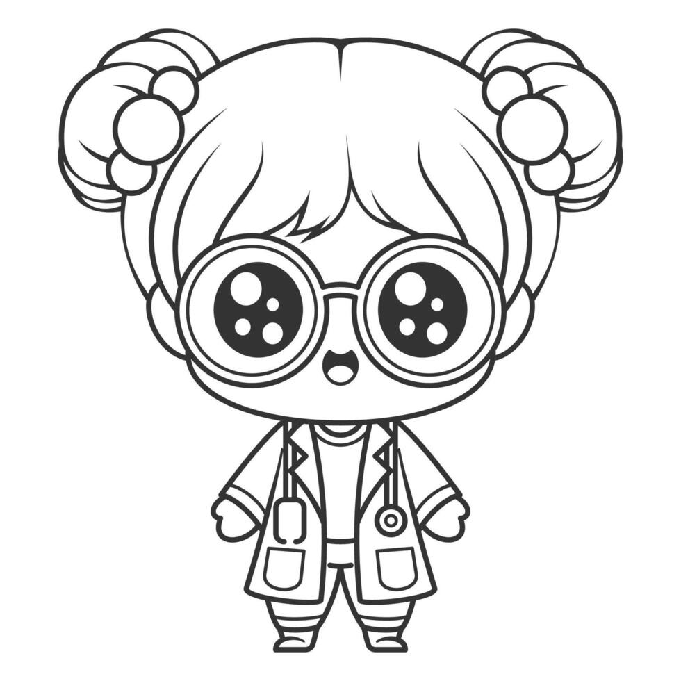 Girl becomes a doctor, for coloring vector