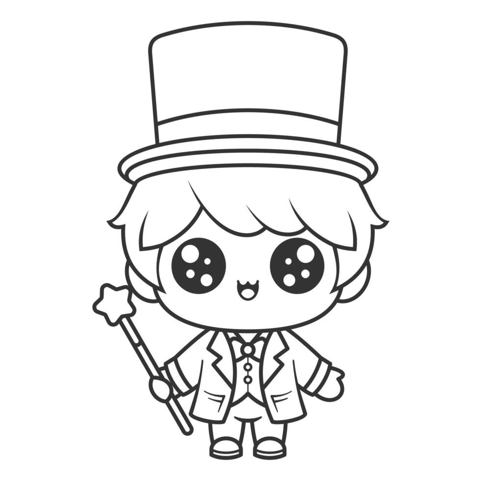 Little boy becomes a great magician, for coloring vector