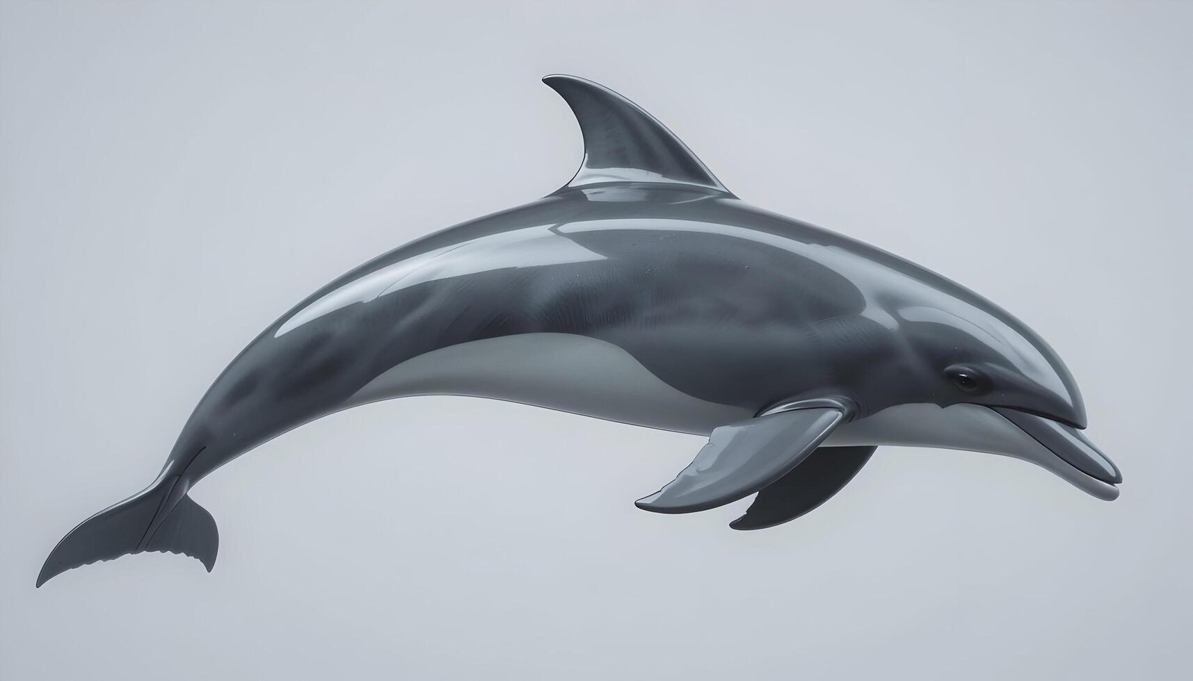 Dolphin Swimming Gracefully Side View Against Plain Background for Aquatic Life photo