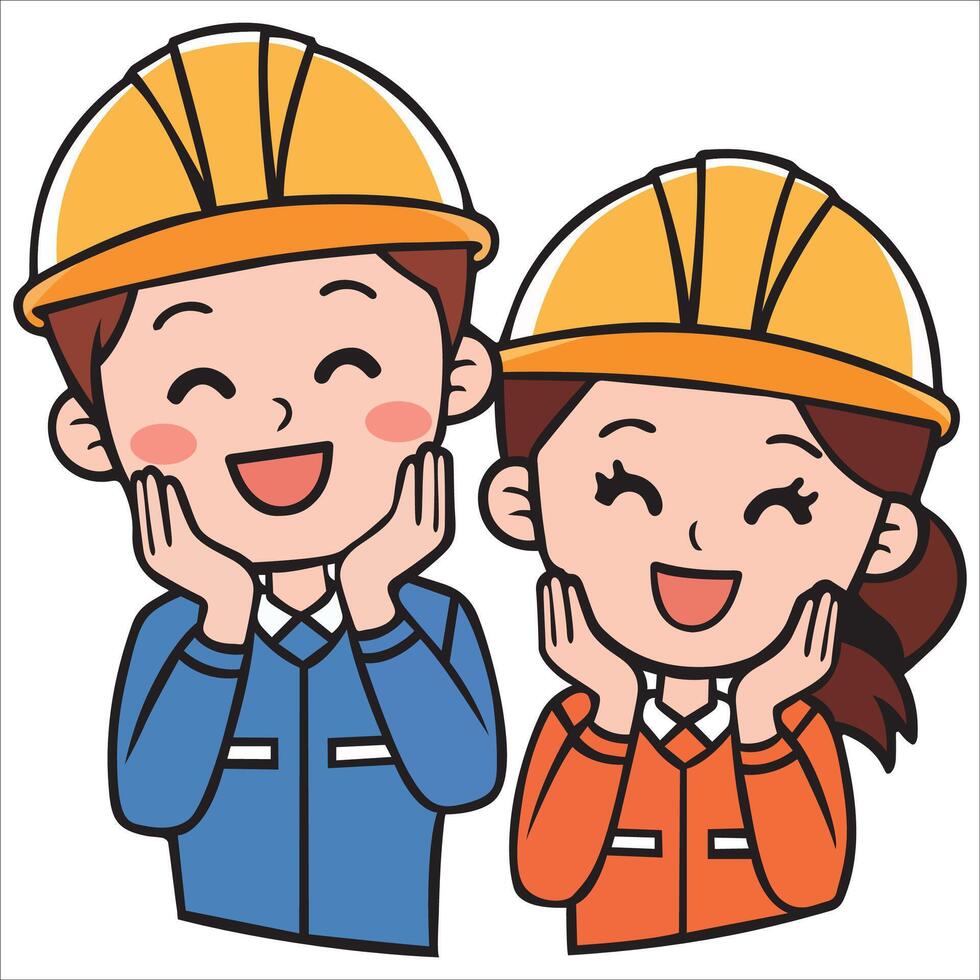Cheerful Team of Construction Workers vector