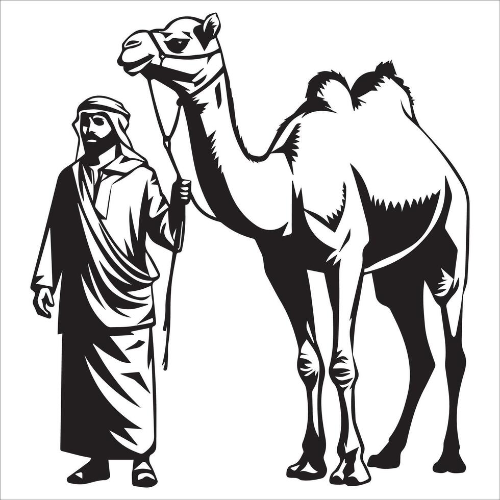 Silhouette of a riding on camel for race vector