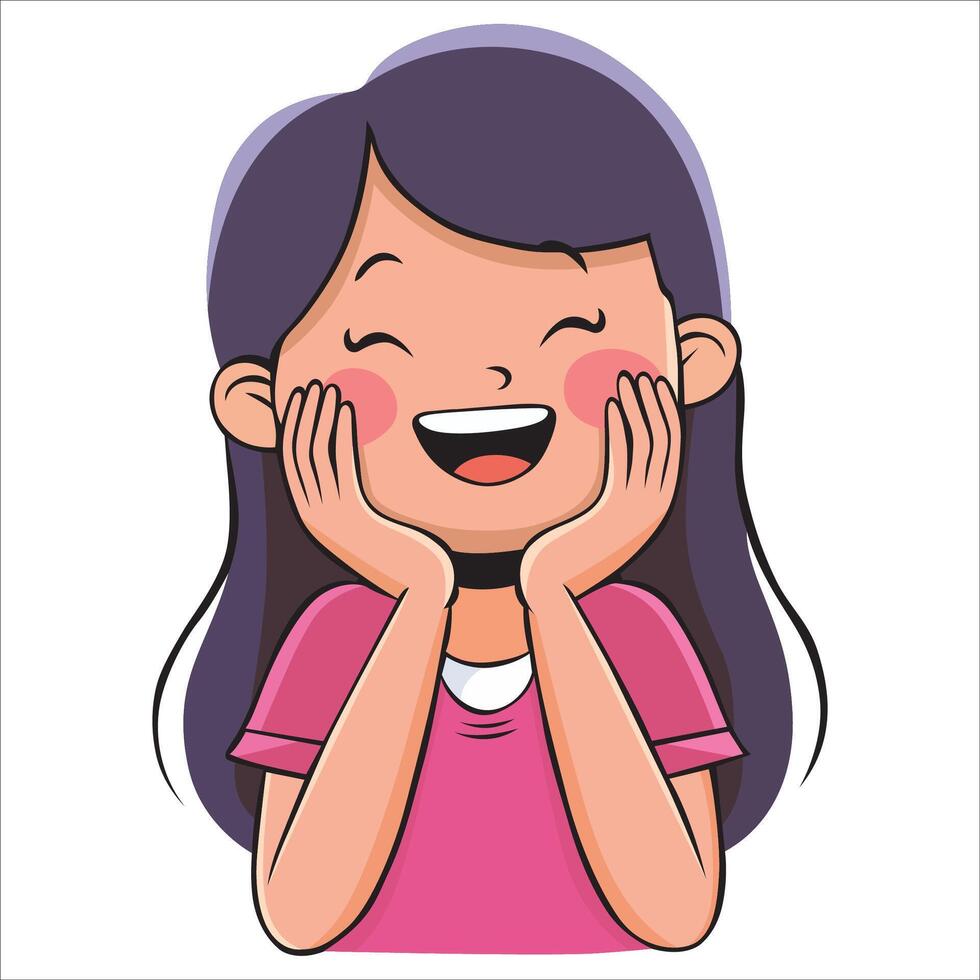 Energetic and Happy Female Character vector