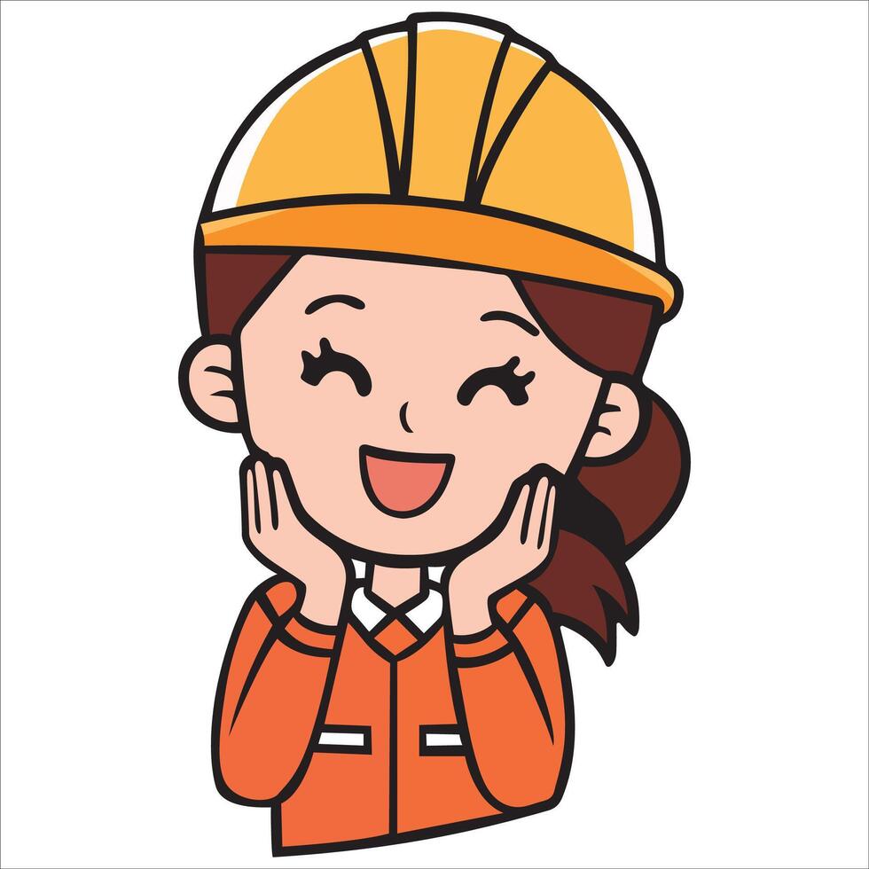 Cheerful Female Worker in Action vector