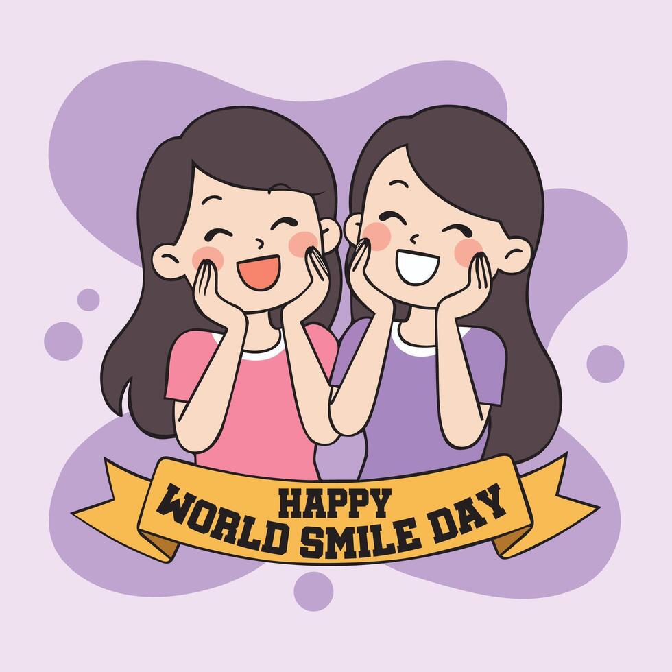 Joyful Cartoon Characters for World Smile Day vector
