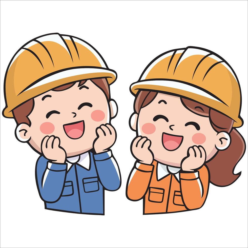 Hardworking and Happy Construction Crew vector