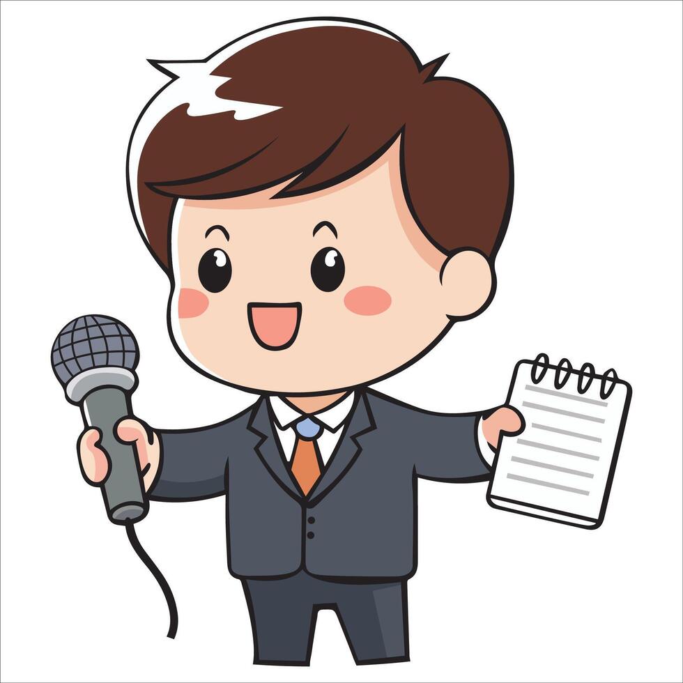 Cute Businessman Reporter vector