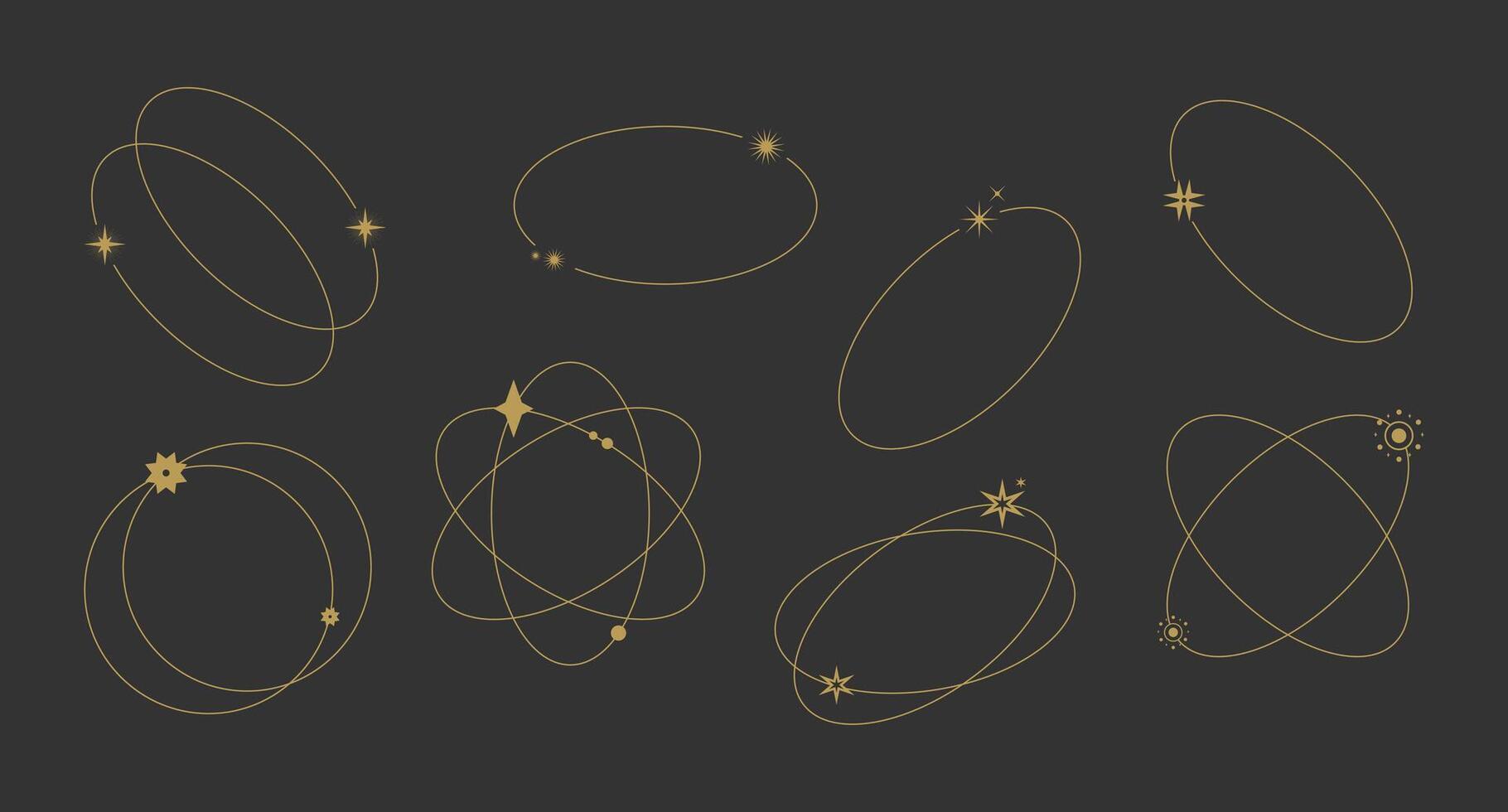 Celestial geometric shapes decorated with space sparkles and glints vector