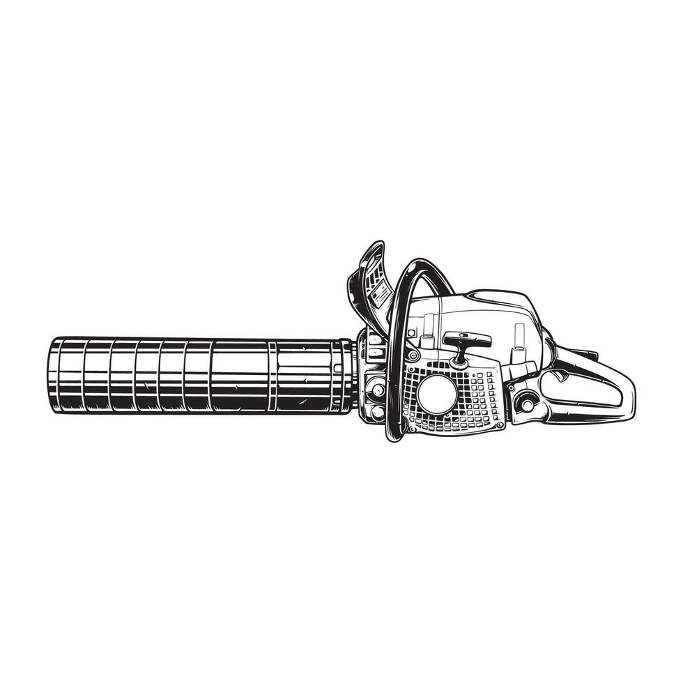 Vintage Chainsaw with Suppressor Illustration vector