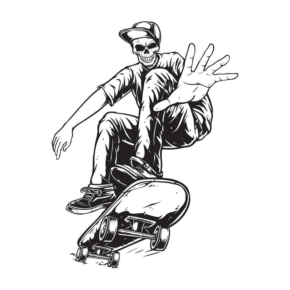 Skull Ollie Skateboard Illustration vector