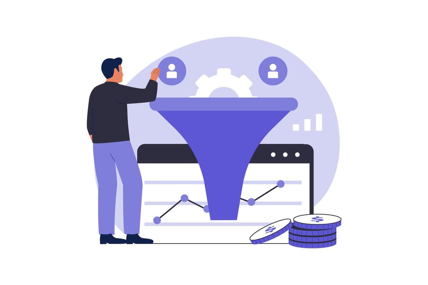 Conversion rate optimize social media marketing concept vector