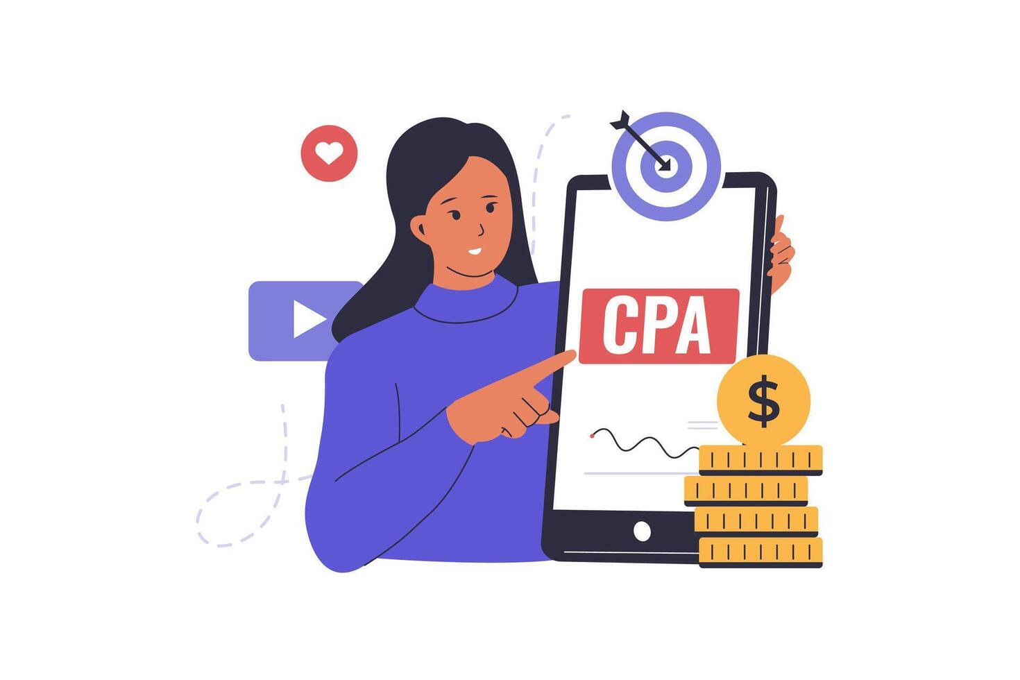 Cost per acquisition social media marketing concept vector