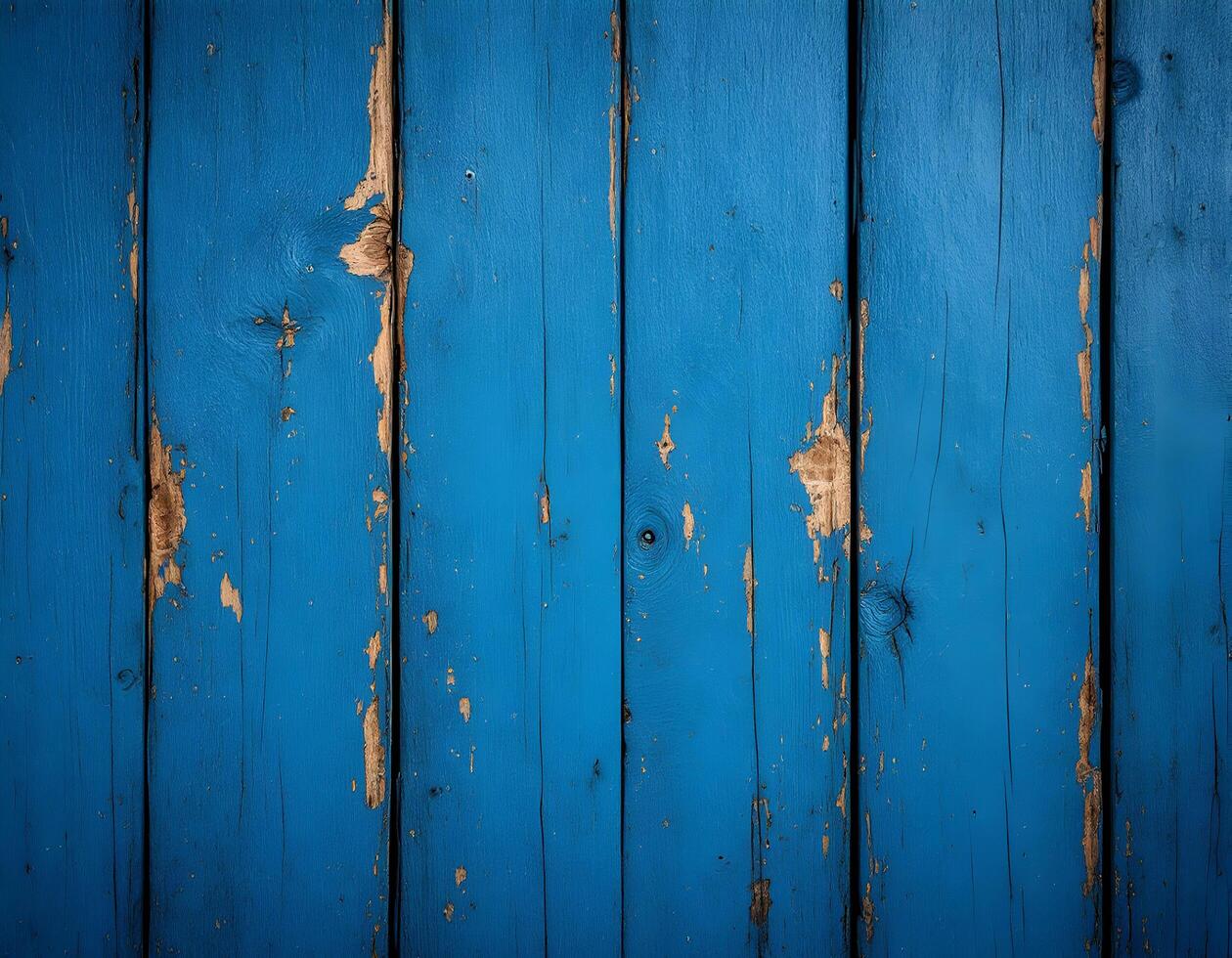 Distressed Blue Wood Planks Texture with Peeling Paint Background photo