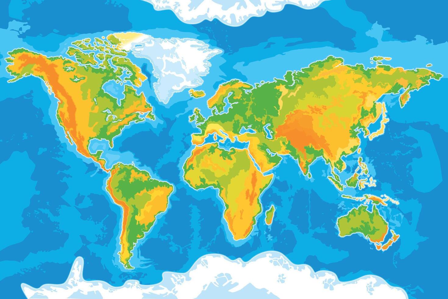 Colorful World Map. Artistic and Geographic Illustration vector