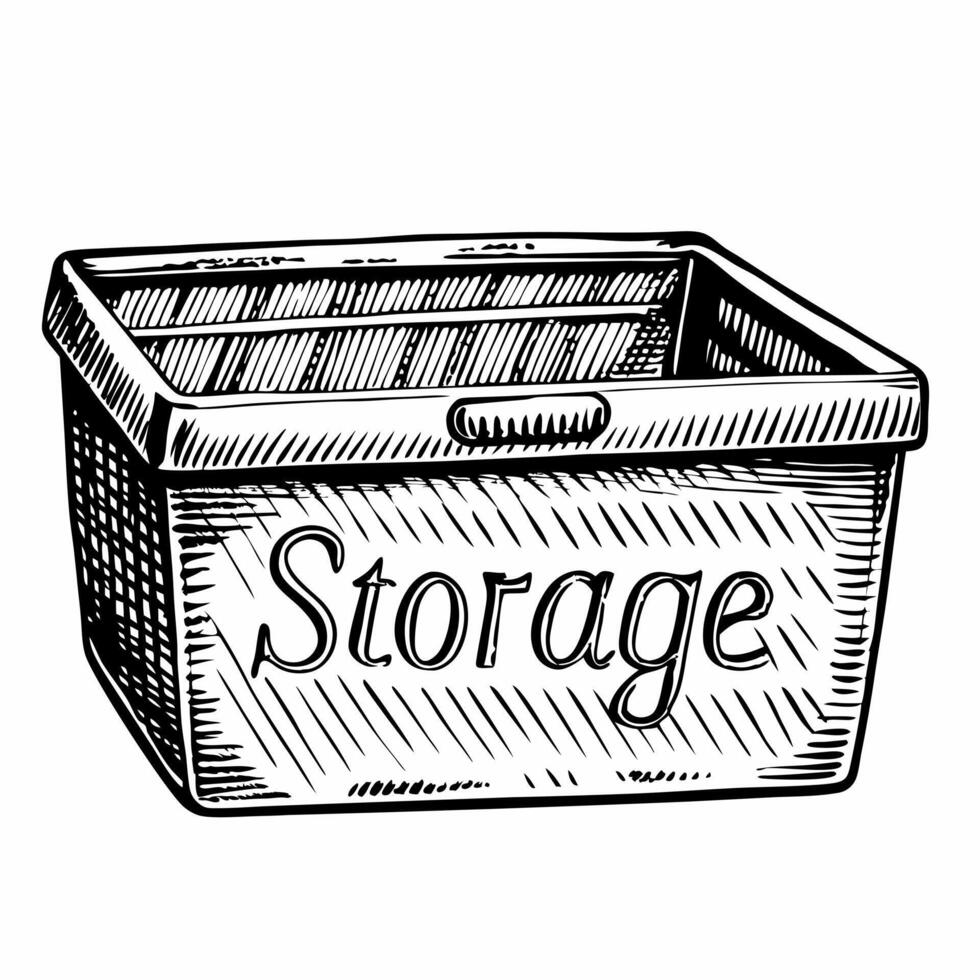 Hand Drawn Storage Basket Illustration in Vintage Style for Organization Graphics vector