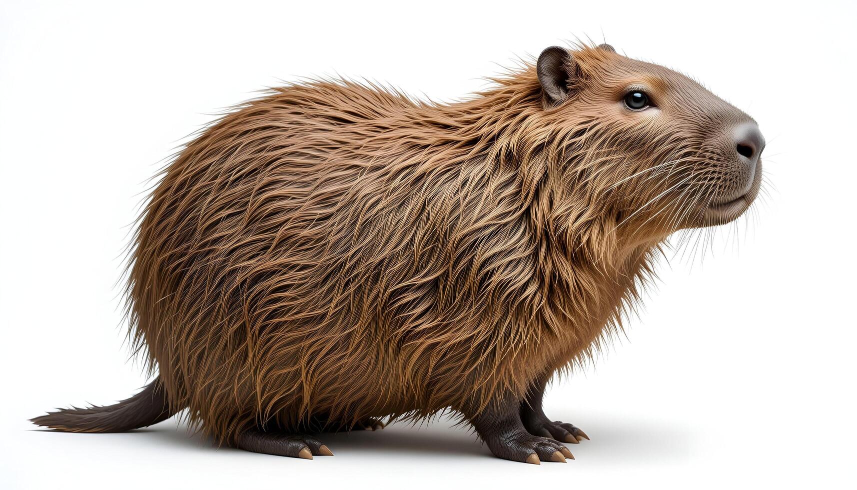 Capybara Standing Profile Isolated on White Background in Studio Shot photo