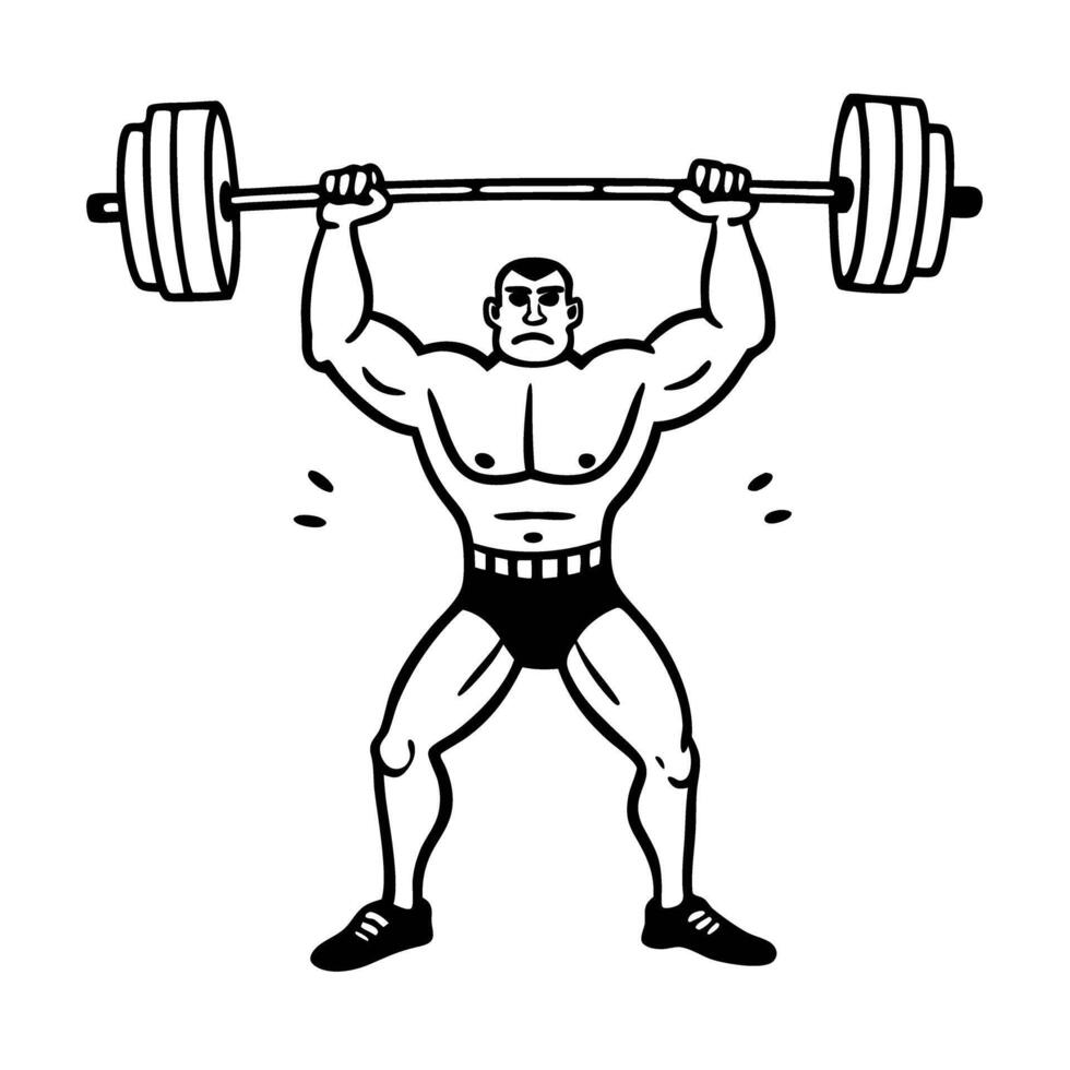 strongman lifting heavy barbell against white background of bodybuilder showcasing strength and power in weightlifting vector