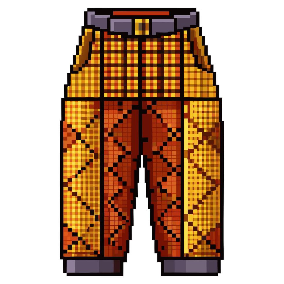Pixel Art Plaid Pants Retro Style Fashion Illustration for Modern Design vector