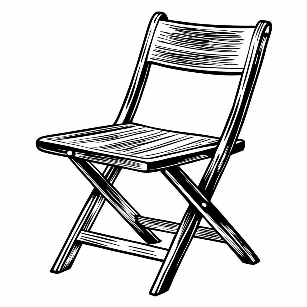 Vintage Wooden Folding Chair Illustration Classic Style Art vector