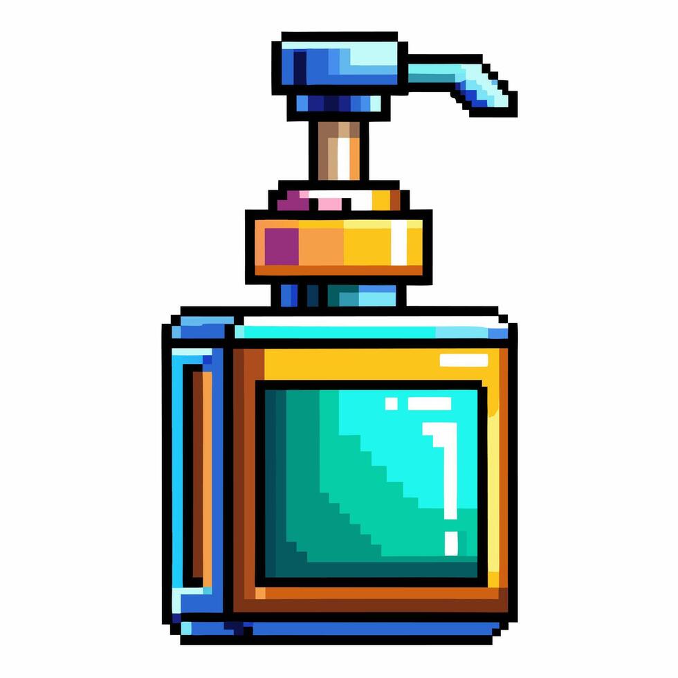 Retro Pixel Art Soap Dispenser with Pump vector